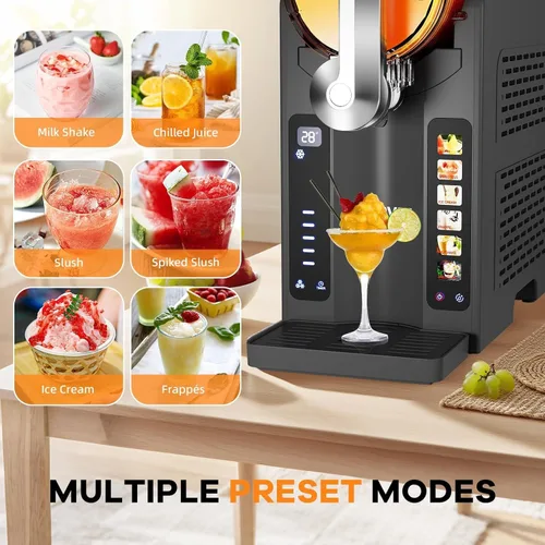 Vista 2 de Garvee Máquina de granizado para el hogar, no necesita hielo, máquina de bebidas congeladas con pantalla LED y 6 programas preestablecidos, función