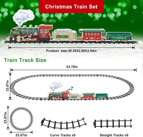 Vista 6 de JQ JUQU Juego de tren eléctrico de control remoto con vapor real, luces y sonido, tren de juguete para niños de 3 a 8 años con pistas completas