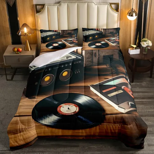 Vista 15 de Juego de edredón de cine tamaño individual, ropa de cama vintage de cine para niños, niñas y adultos, juego de edredón de palomitas de maíz