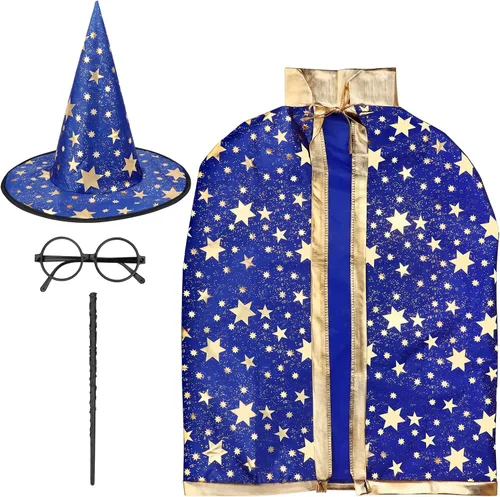 Vista 6 de Wizard Witch Cloak Costume Kids Witches Capes Wizard Cloak Ghost Costume Set Props