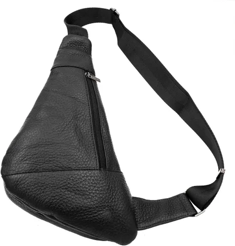 Vista 3 de Vidlea Basic - Mochila bandolera de piel negra, color negro