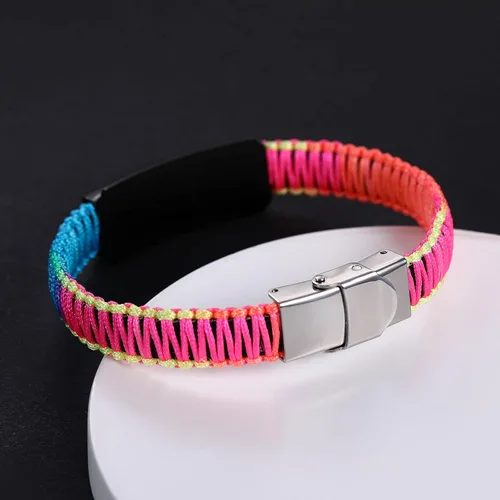 Vista 4 de Pulseras de alerta médica para mujeres Pulseras de identificación médica personalizables para hombres, niñas y niños Pulseras médicas trenzadas