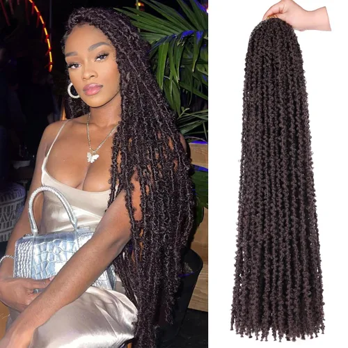 Vista 20 de ZRQ Butterfly Locs Cabello de Ganchillo Corto 6 Paquetes Negro Cabello Bob de Ganchillo 8 Pulgadas Locs Sintéticos Desordenados Desgastados Trenzas