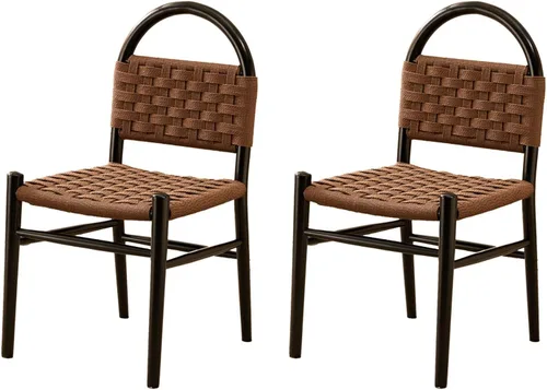Vista 9 de Rattan Dining Room Chairs Wooden, Woven Kitchen Chairs, Dining Room Chair with Wood Legs, Vanity Chair,Armless Side Chair for Home Bar Restaurant