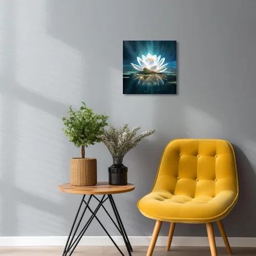 Vista 5 de QIXIANG Lienzo decorativo para pared de baño zen, pinturas de flores brillantes de loto para sala de estar, dormitorio, yoga, spa, meditación Loto