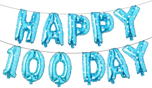 Vista 5 de Juego de globos de papel de aluminio con letras del alfabeto, pancarta de feliz 100 días, suministros de decoración para fiesta de cumpleaños (rojo)