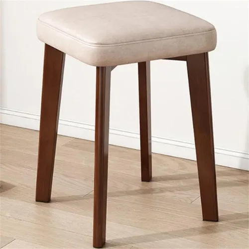 Vista 4 de Solid Wood Square Office Stool Stackable & Scratch Resistant Stool Living Room Dining Table Stool High Stool Makeup Stool Fabric Small Square Stool