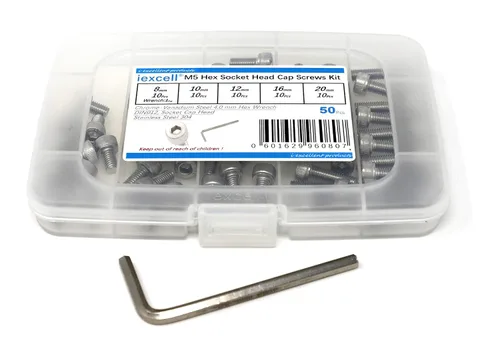 Vista 106 de iexcell Kit de tornillos de cabeza hexagonal de acero inoxidable 304, 100 unidades M2 x 0.157 in, paso de rosca de 0.016 in