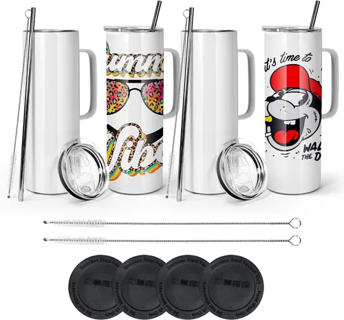 Vista 11 de AGH Taza de café de sublimación de 12 onzas con asa, paquete de 25 vasos de sublimación de acero inoxidable con asa, taza aislada al vacío con tapas
