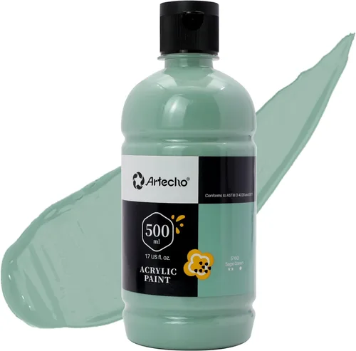 Vista 28 de Artecho Juego de pintura acrílica de 12 colores en envases grandes (500ml/17oz), pintura para manualidades artísticas para suministros de arte