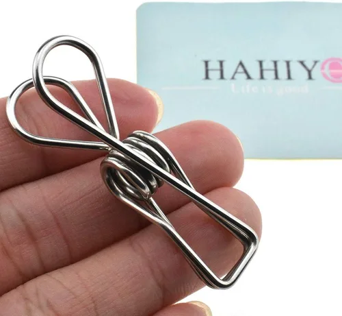 Vista 8 de HAHIYO Pinzas para la ropa, de acero inoxidable, no se oxidan, agarre fuerte en viento fuerte, 1.7 pulgadas, paquete de 30 unidades, pequeños, no se