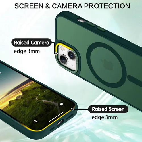 Vista 5 de BENTOBEN Funda magnética para iPhone 14 Plus [compatible con Magsafe] Funda translúcida mate para iPhone 14 Plus, delgada, a prueba de golpes