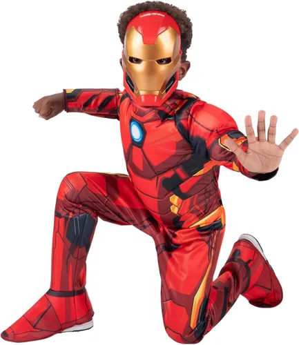Vista 5 de Disfraz Deluxe de Iron Man para niños de MARVEL, disfraz de superhéroe de Tony Stark para niños, para Halloween - Oficialmente licenciado