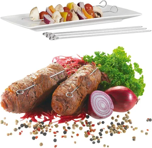 Vista 5 de Brocheta de acero inoxidable de 5.9 pulgadas para asar a la parrilla, palitos de cóctel, palillos de vidrio de Martini reutilizables, 50 piezas