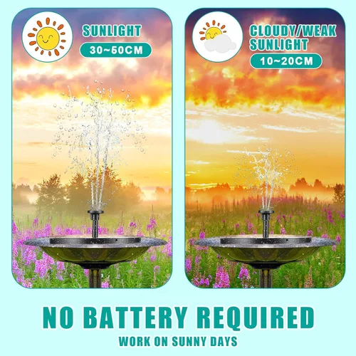 Vista 4 de Riakrum 1 paquete de bomba solar para fuente de baño para pájaros con 6 boquillas de energía solar, panel flotante para jardín, pecera, piscina