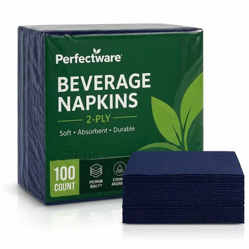 Vista 18 de Perfectware Servilletas de bebidas negras de 2 capas, 100 unidades, servilletas de cóctel suaves y absorbentes, servilletas desechables de fiesta