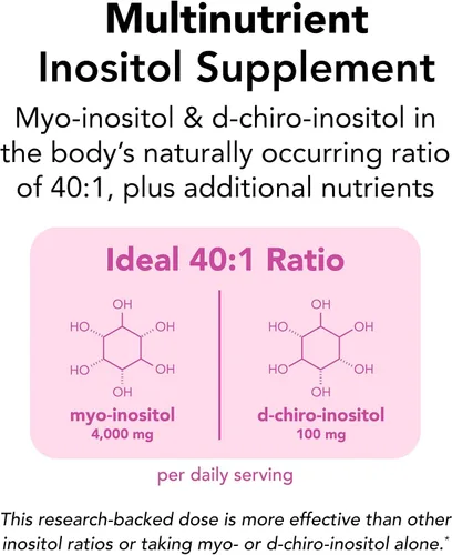 Vista 2 de Theralogix Ovasitol Plus Bote Suplemento de Salud Metabólica - Mio-Inositol y D-Chiro Inositol+Picolinato de Cromo+Alfa-lactalbúmina y Vitamina D