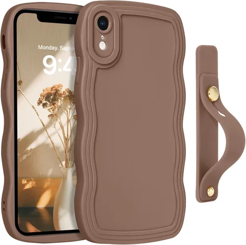 Vista 37 de GUAGUA Funda para iPhone SE 2022/2020, Funda para Teléfono iPhone 7/8 Diseño Lindo de Forma de Onda Rizada TPU Suave con Correa de Muñeca Soporte