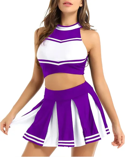 Vista 3 de JanJean Top corto uniforme con falda plisada para mujer colegialas