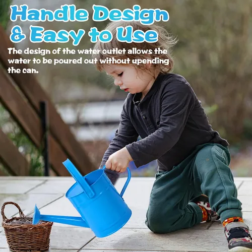 Vista 5 de Finderomend Regadera de metal de 1.5L/51 onzas, arte de hierro para niños, plantas al aire libre, oficina en casa, pequeño equipo portátil de riego