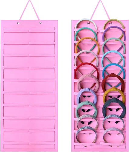 Vista 10 de SMUK Organizador de diadema colgante para niñas, soporte para diadema de pared para mujeres, organizador de accesorios para el cabello en la pared