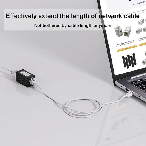 Vista 3 de iwillink Conector Ethernet RJ45, conector hembra a hembra RJ45 para cable Ethernet Cat7 Cat6 Cat5e Cat5, adaptador extensor, paquete de 5, negro