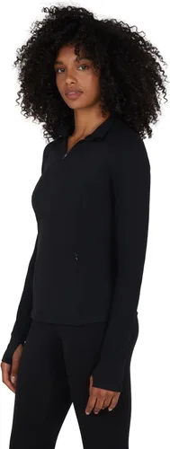 Vista 5 de Yogalicious Chaqueta atlética ligera de media cremallera de manga larga con bolsillos delanteros y orificios para los pulgares