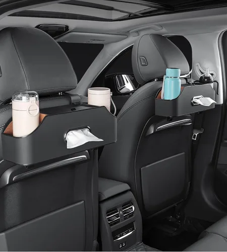 Vista 6 de Organizador de asiento trasero para reposacabezas de automóvil con soporte para tazas, organizadores de respaldo de asiento de automóvil
