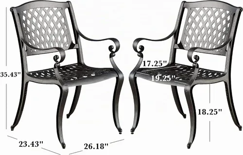 Vista 3 de Christopher Knight Home Hallandale - Sillas de aluminio fundido para exteriores, juego de 2 piezas, color negro mate antiguo
