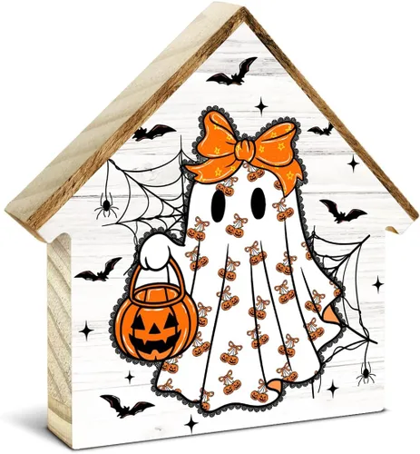 Vista 9 de Letrero de madera con forma de casa de Halloween Are You Pooping ¿Estás haciendo caca?