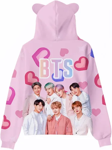 Vista 2 de BIDSNUAS Sudadera con capucha con estampado 3D con orejas de gato sudadera con cordón para mujer regalos unisex para el día de San Valentín