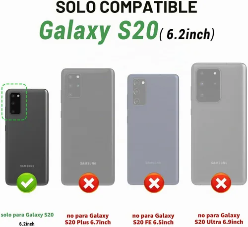 Vista 2 de SUANPOT Funda de piel tipo cartera para Samsung Galaxy S20 de 6.2 pulgadas (no S20+/S20 Ultra) con bloqueo RFID, tarjetero de crédito, funda