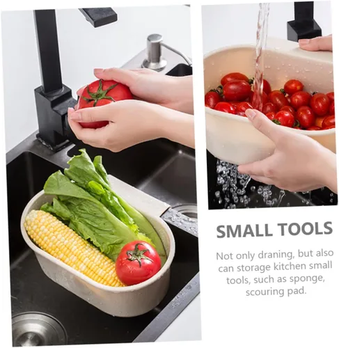 Vista 4 de BESTonZON Cesta colgante para fregadero de cocina, filtro de esponja de plástico, cesta de colador de colador, cesta de fregadero de cocina, soporte