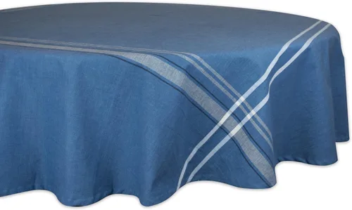Vista 11 de DII - Mantel para mesa de comedor, estilo rústico, colección de manteles con rayas estilo francés, 60 x 84 pulgadas, color gris pardo/rojo