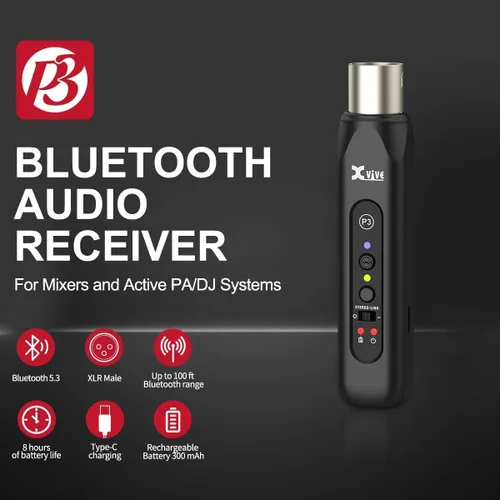 Vista 2 de Xvive Receptor P3 Bluetooth XLR para mezclador de audio, PA activo, sistemas DJ