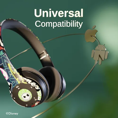 Vista 4 de iJoy Disney La Noche antes de Navidad Jack Sticker - Auriculares Bluetooth plegables inalámbricos con orejeras, micrófono incorporado, diseño