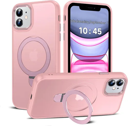 Vista 22 de LeYi Funda para iPhone 11 para MagSafe con soporte magnético, color negro