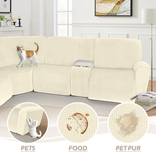 Vista 315 de Arfntevss Fundas de sofá seccional reclinable de terciopelo, Funda de sofá seccional de esquina para sofá reclinable, Funda elástica suave