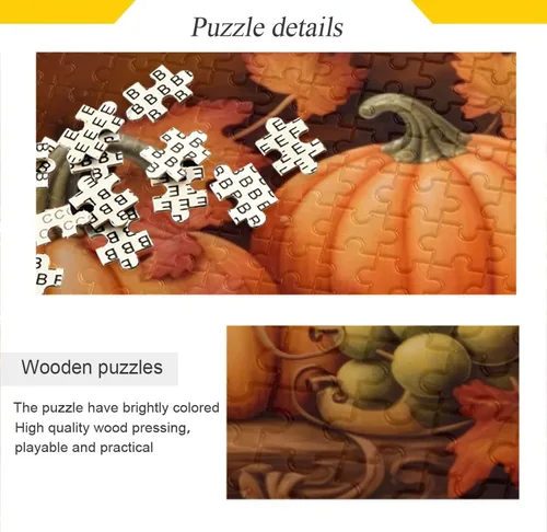 Vista 2 de Pumpkin Fall Jigsaw Puzzles 500 Pieces for Adults with Mesh Storage Bag 2011860