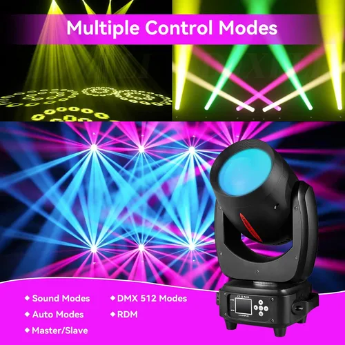Vista 7 de Luz DJ Cabeza Móvil 180W LED Spot Haz Zoom Iluminación 14 Gobos 12 Colores Prismas Giratorios RDM DMX Luces de Escenario para Discoteca Club Fiesta