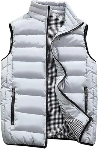 Vista 9 de Guanzizai Abrigos de chaleco acolchados para exteriores con cuello alto para hombre