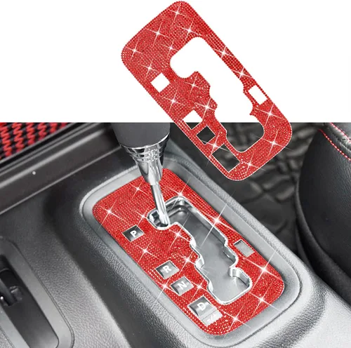 Vista 8 de Para Jeep Wrangler JK JKU Accesorios 2012 2013 2014 2015 2016 2017 2018 Bling Gear Shift Box Frame Cover Trim Panel Sticker para mujeres y hombres