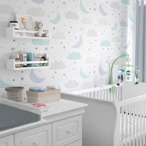 Vista 5 de You Have Space Elba - Estantes flotantes para decoración de habitación de niños, estantes de guardería para pared, estantería, color blanco, juego