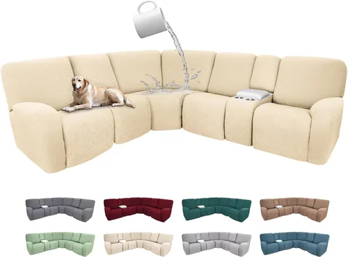 Vista 85 de Fundas de sofá reclinable seccional 100% impermeables para sofá reclinable en forma de L, funda de sofá modular de esquina en forma de L, fundas