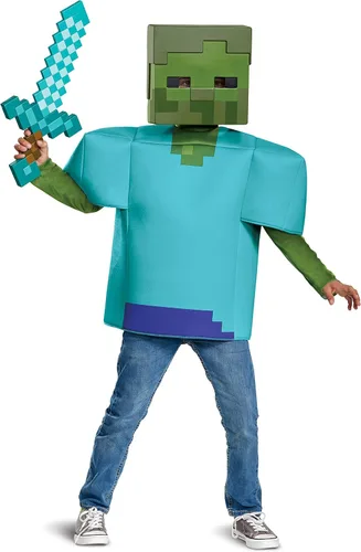 Vista 2 de Disfraz clásico de zombi de Minecraft para niños Multi