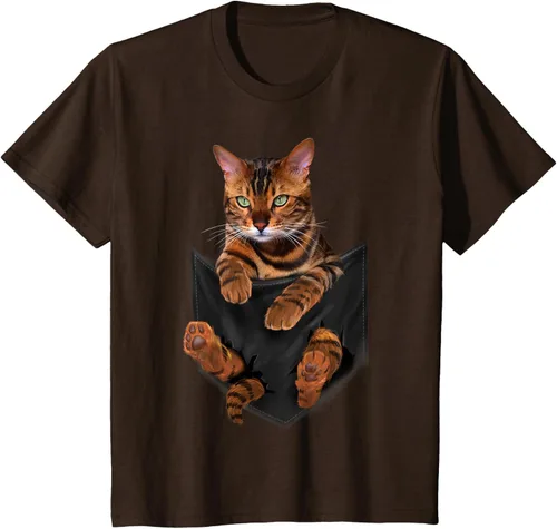 Vista 33 de Camiseta de bolsillo con estampado de tigre y gato Negro