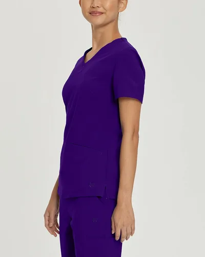 Vista 2 de Urbane Impulse 9105 - Camiseta quirúrgica ajustada con 2 bolsillos y cuello en V para mujer, Uva