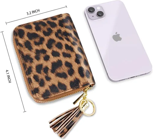 Vista 3 de Billetera pequeña para tarjetas de crédito RFID con purpurina linda para mujer