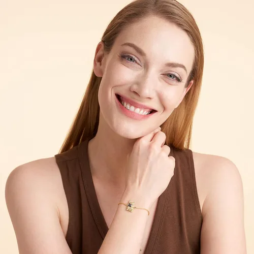 Vista 4 de SCAMPER & CO Pulseras con dije de cachorro de raza de perro, circonita cúbica y espinela negra para mujer - Pulseras de plata esterlina chapadas