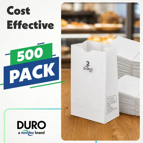 Vista 5 de Duro Bolsa de papel blanco de 2 libras, paquete de (500)